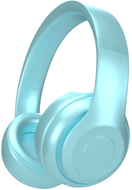 floating blue headphones